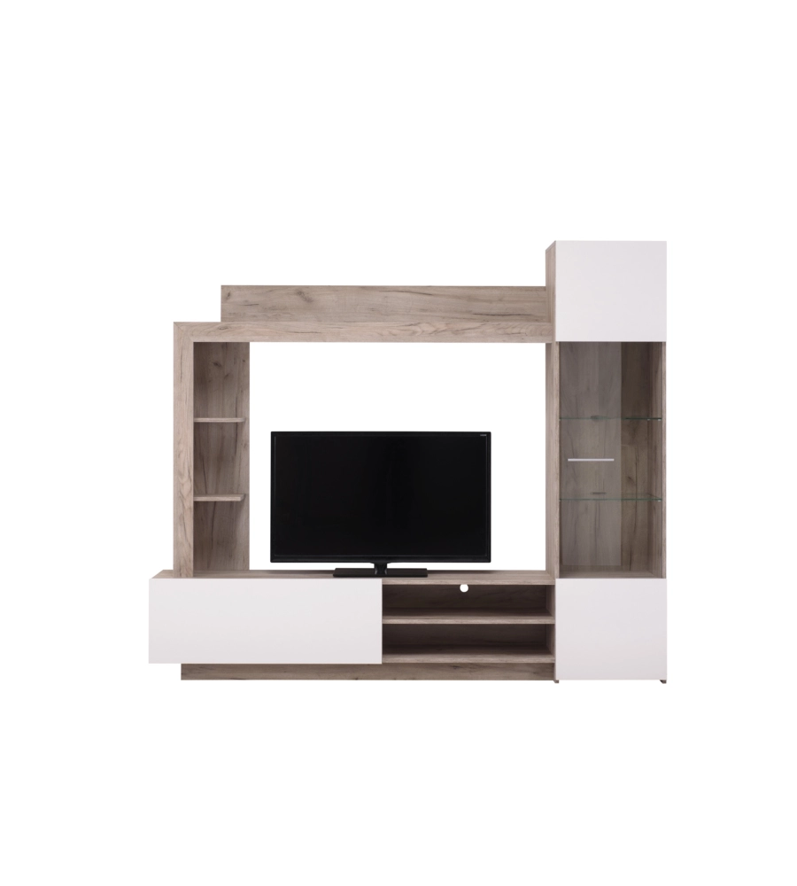 Mobile tv "torino" rovere e bianco, 204x35x174,5 cm